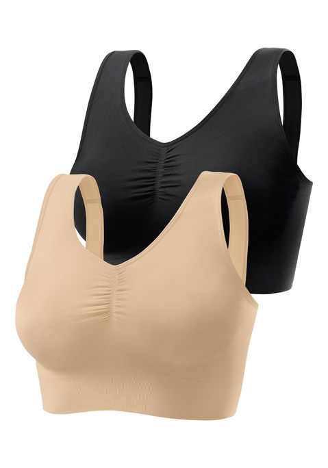 Bild: Bralette-BH von Nuance by Lascana: im 2er-Pack. Seamless Verarbeitung, angenehm weich ohne störende Nähte, mit eingestrickten Stützzonen. Schlupfform. Basic BH, bequem für jeden Tag.