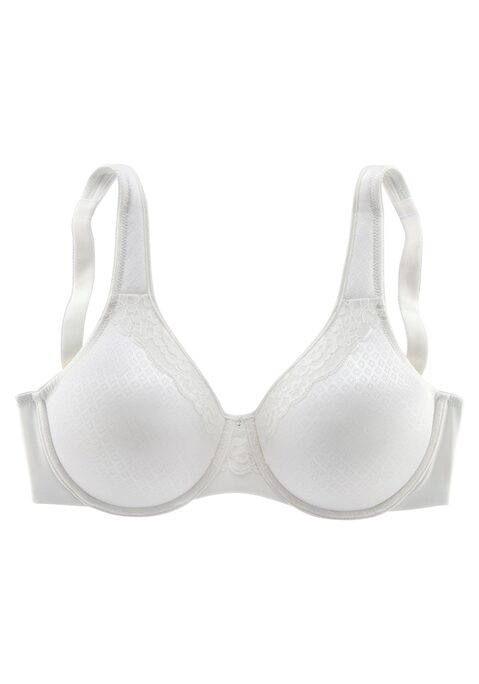 Bild: Minimizer-BH von Nuance by Lascana: Nuance: Minimizer-BH mit nahtlos vorgeformten Cups (ohne Wattierung). Aus hübschem Jacquardmaterial mit Spitzenband an der Cupkante. Die besondere Schnittführung verkleinert die Büste optisch um eine Cup-Größe. Träger und Rückenverschluss verstellbar. Aus 86% Polyamid, 15% Elasthan.