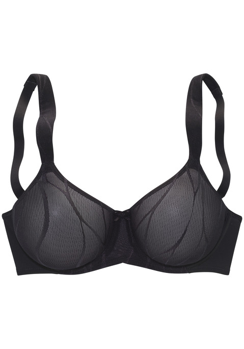 Bild: Minimizer-BH von Nuance by Lascana: Femininer Minimizer-BH (ohne Wattierung) mit Bügel und breiten, leicht gefütterten Trägern. Aus hübschem Glanzjacquard und weichem Microtouch-Material. Besondere Schnittführung verkleinert optisch die Büste. Mit feiner Zierschleife in der vorderen Mitte. Individuell verstellbare Träger sowie Rückenverschluss. Obermaterial: 85% Polyamid, 15% Elasthan.