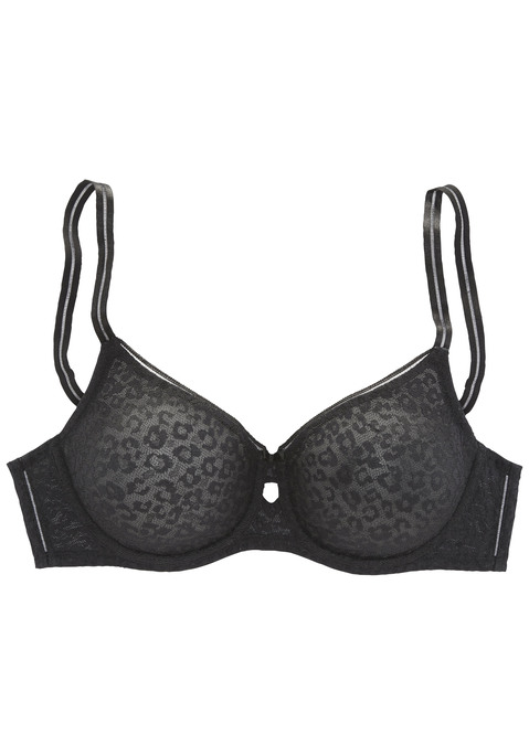Bild: Minimizer-BH von Nuance by Lascana: Femininer Minimizer-BH mit verführerischem Cut-Out sowie Zierschleife vorne mittig. Aus schöner Allover-Jacquardspitze im angesagten Leo-Look. Dank besonderer Schnittführung wirkt die Büste optisch verkleinert. Nahtlos vorgeformte, nicht wattierte Cups mit Bügel. Individuell verstellbare Träger sowie Rückenverschluss. Aus 88% Polyamid, 12% Elasthan.