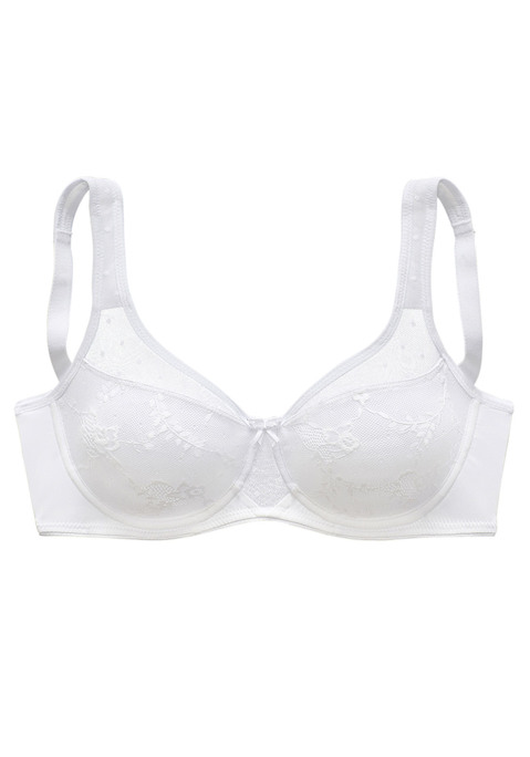 Bild: Minimizer-BH von Nuance by Lascana: Femininer Minimizer-BH für eine optisch verkleinerte Brust (ohne Wattierung). Cups rundherum aus feiner, floraler Spitze. Leicht wattierte Träger um die Schultern zu entlasten. Mit integrierten Formbügeln für einen sicheren Halt. Individuell verstellbare Träger und Rückenverschluss. Obermaterial: 79% Polyamid, 15% Polyester, 6% Elasthan.