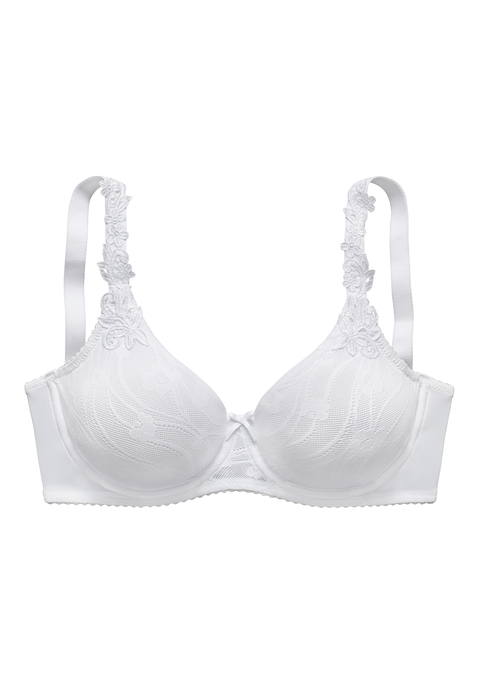 Bild: Minimizer-BH von Nuance by Lascana: Minimizer-BH mit Bügel. Die Cups aus allover Spitze sind nahtlos vorgeformt und blickdicht unterlegt. Hübsche Stickereimotive am Trägeransatz vorne. Rücken aus Microtouchmaterial. Träger und Rückenverschluss verstellbar.