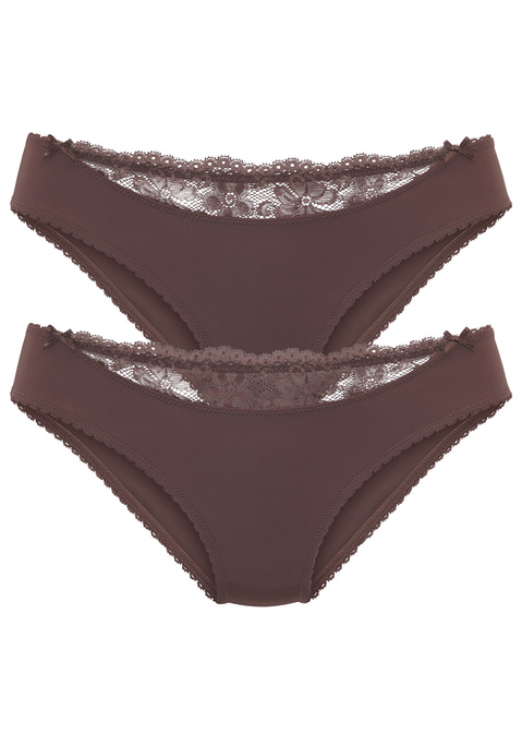 Bild: Slip von Nuance by Lascana: Nuance: Slip im 2er-Pack. Vorn mit kleinem Spitzeneinsatz, hinten aus blickdichtem Microtouch-Material. Mit Baumwollzwickel. Aus 85% Polyamid, 15% Elasthan.