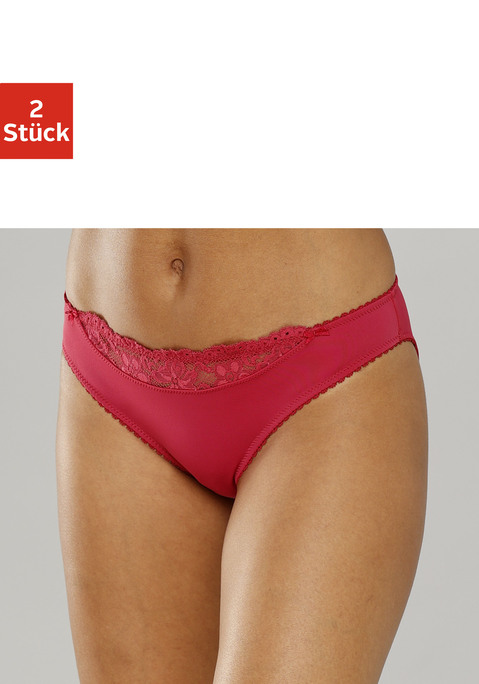 Bild: Slip von Nuance by Lascana: Nuance: Slip im 2er-Pack. Vorn mit kleinem Spitzeneinsatz, hinten aus blickdichtem Microtouch-Material. Mit Baumwollzwickel. Aus 85% Polyamid, 15% Elasthan.