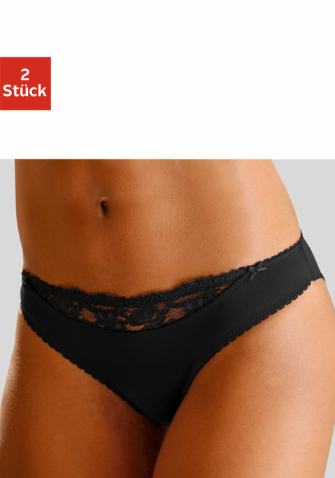 Bild: Slip von Nuance by Lascana: Nuance: Slip im 2er-Pack. Vorn mit kleinem Spitzeneinsatz, hinten aus blickdichtem Microtouch-Material. Mit Baumwollzwickel. Aus 85% Polyamid, 15% Elasthan.