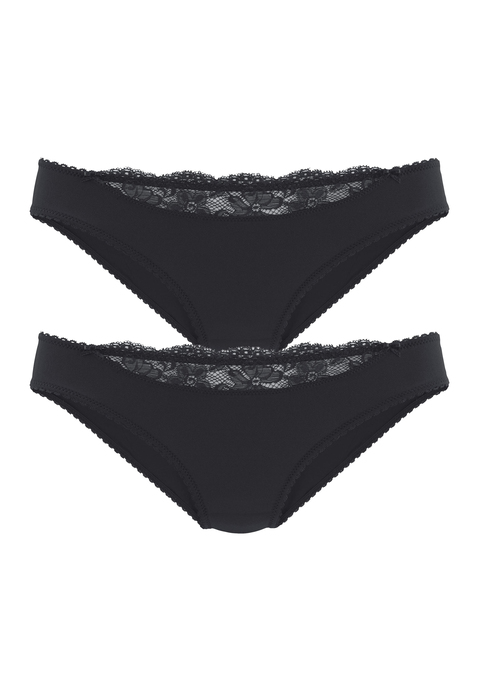 Bild: Slip von Nuance by Lascana: Nuance: Slip im 2er-Pack. Vorn mit kleinem Spitzeneinsatz, hinten aus blickdichtem Microtouch-Material. Mit Baumwollzwickel. Aus 85% Polyamid, 15% Elasthan.