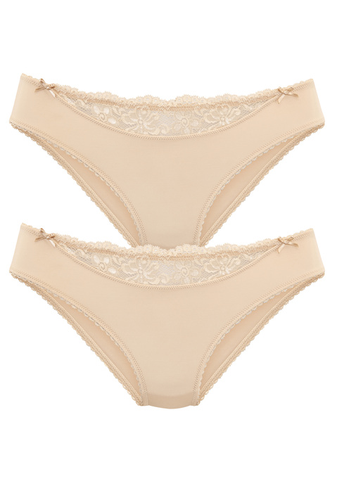 Bild: Slip von Nuance by Lascana: Nuance: Slip im 2er-Pack. Vorn mit kleinem Spitzeneinsatz, hinten aus blickdichtem Microtouch-Material. Mit Baumwollzwickel. Aus 85% Polyamid, 15% Elasthan.