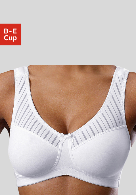 Bild: Soft-BH von Nuance by Lascana: T-Shirt-BH mit nahtlos vorgeformten Cups. Streifenmaterial im Obercup. Breitere, gefütterte Träger entlasten die Schultern
