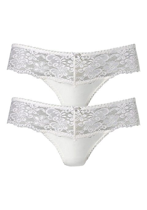 Bild: String von Nuance by Lascana: Nuance: String im 2er Pack. Rundherum mit breitem Spitzenband. Dessous mit Baumwollzwickel. Aus 85% Polyamid, 15% Elasthan.