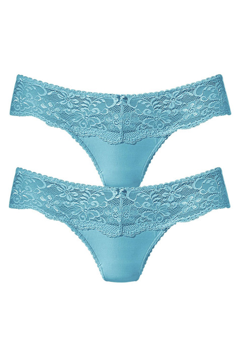 Bild: String von Nuance by Lascana: Nuance: String im 2er Pack. Rundherum mit breitem Spitzenband. Dessous mit Baumwollzwickel. Aus 85% Polyamid, 15% Elasthan.