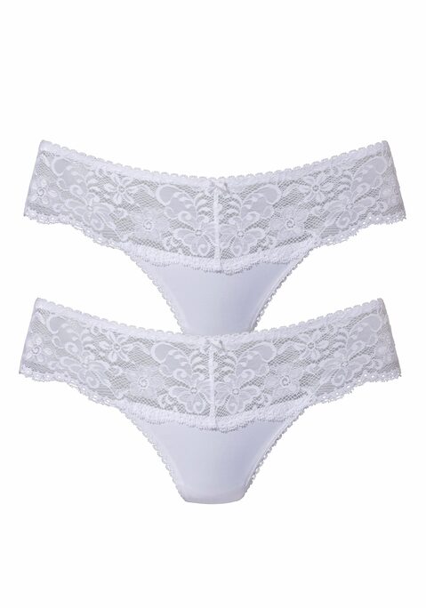 Bild: String von Nuance by Lascana: Nuance: String im 2er Pack. Rundherum mit breitem Spitzenband. Dessous mit Baumwollzwickel. Aus 85% Polyamid, 15% Elasthan.