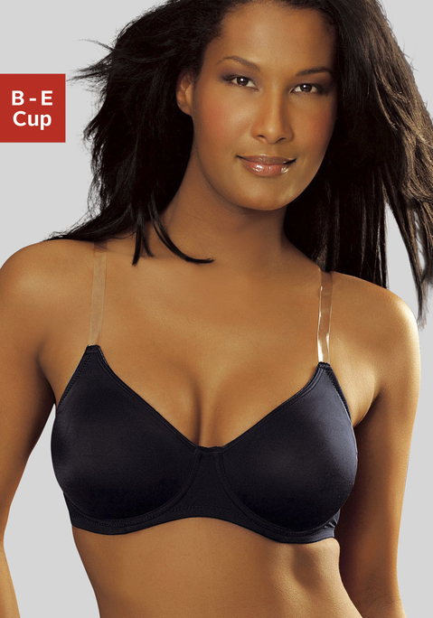 Bild: T-Shirt-BH von Nuance by Lascana: Basic Bügel-BH mit nahtlosen Cups ohne Wattierung. Transparente, fest vernähte Träger - ideal für schulterfreie Outfits. Angenehm leichtes und atmungsaktives Microfasermaterial (Tactel). Träger sowie Rückenverschluss sind individuell verstellbar. Mit Liebe & Leidenschaft in Hamburg kreiert. Obermaterial: 82% Polyamid TACTEL®, 18% Elasthan LYCRA®.