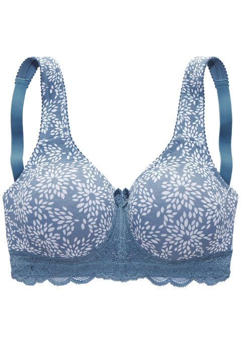 Bild: Entlastungs-BH von Nuance: Schöner Entlastungs-BH ohne Bügel aus einer Mix & Match-Serie von NUANCE aus softer Baumwolle mit hübscher Jacquardspitze. Alles miteinander kombinierbar. Extra breite, entlastende Träger für einen hohen Tragekomfort. Flache Jacquard - spitze unterm Cup (ohne Wattierung) und in der vorderen Mitte. Hoch geschnittenes Rückenteil für einen guten Halt auch ohne Bügel. Träger und Rückenverschluss verstellbar.  Aus 85% Baumwolle, 10% Polyamid, 5% Elasthan. BHs sind nicht trocknergeeignet, da die Versteller und Ringe durch die Hitze beschädigt werden und brechen.