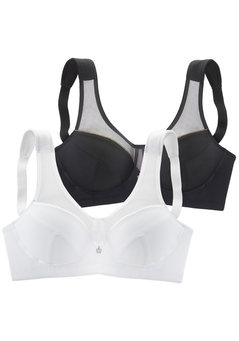 Bild: Entlastungs-BH von Nuance: Klassischer Entlastungs-BH mit feiner Zierschleife vorne mittig. Rundherum aus weichem Microtouch-Material mit modischen Netzeinsätzen. Besondere Schnittführung sorgt für optimalen Halt und hohen Tragekomfort. Mit breiten, leicht wattierten Trägern. Im attraktiven Doppelpack. Aus 75% Polyamid, 25% Elasthan.