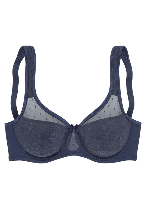 Bild: Minimizer-BH von Nuance: Minimizer-BH (ohne Wattierung) von Nuance mit eingearbeiteten Formbügeln im eleganten Lagenlook, der die Büste optisch verkleinert. Obercups aus zartem leicht transparentem Tüll und Untercups blickdicht unterlegt und mit zarter Jacquardspitze verziert. Mit breiteren, gefütterten Trägern für einen bequemen Halt ohne Einschneiden auf den Schultern. Träger und Rückenverschluss verstellbar. Aus 79% Polyamid, 15% Polyester, 6% Elasthan. Sexy Dessous. Spitzen-Dessous. Romantische Dessous. Verspielte Dessous. BHs sind nicht trocknergeeignet, da die Versteller und Ringe durch die Hitze beschädigt werden und brechen.