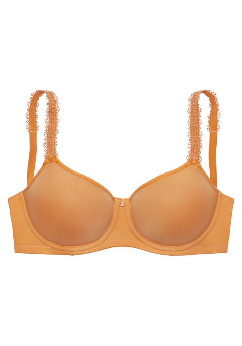 Bild: Minimizer-BH von Nuance: Femininer Minimizer-BH mit atmungsaktiven und sehr leichten Spacer-Schalen. Seitliche Flügel aus seidiger Microfaser in hochwertiger Tactel Qualität - besonders trageangenehm. Mit verspielten Spitzenträgern und hübschem Accessoire vorne mittig. Auf Formbügel gearbeitet - für ein tolles Dekolleté. Individuell verstellbare Träger sowie Rückenverschluss. Aus 82% Polyamid (TACTEL®), 18% Elasthan (LYCRA®).