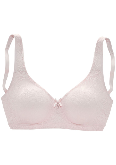 Bild: Minimizer-BH von Nuance: Klassischer Minimizer-BH ohne Bügel mit feiner Zierschleife und Accessoire vorne mittig. Cups aus  weicher, elastischer Jacquardspitze bis hoch in die Träger. Rücken aus weichem Microtouch-Material. Breite, leicht wattierte Träger - für einen optimalen Tragekomfort. Individuell verstellbare Träger sowie Rückenverschluss. Aus 74% Polyamid, 22% Elasthan, 4% Baumwolle.