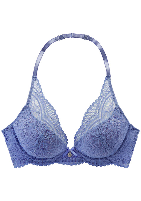 Bild: Neckholder-BH von Nuance: Femininer Push-up-BH mit herausnehmbaren Kissen. Modische Spitze bis hoch in die High-Apex Träger. Träger ebenfalls als Neckholder zu tragen und verstellbar. Passende Unterteile aus der gleichen Serie erhältlich. Mit Liebe & Leidenschaft in Hamburg kreiert. Obermaterial: 60% Polyamid, 35% Polyester, 5% Elasthan.