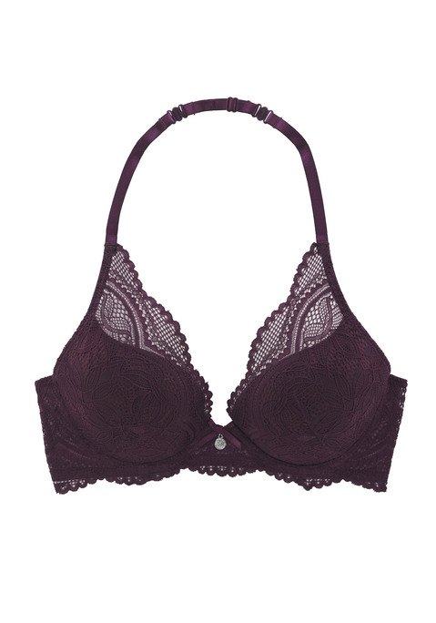 NUANCE Neckholder-BH Damen aubergine Gr.70D