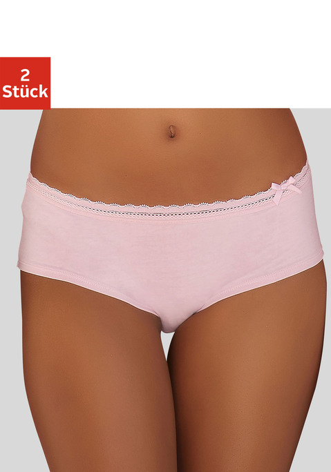 Bild: Panty von Nuance: Feminine Panty aus weicher Baumwolle im attraktiven Doppelpack. Feiner Bund mit Spitzenborte und Zierschleife. Mit eingearbeitetem Baumwollzwickel. Passender BH aus der gleichen Serie erhältlich. Mit Liebe & Leidenschaft in Hamburg kreiert. Klassische Basic Dessous. Obermaterial: 80% Baumwolle, 12% Elasthan, 8% Polyamid.