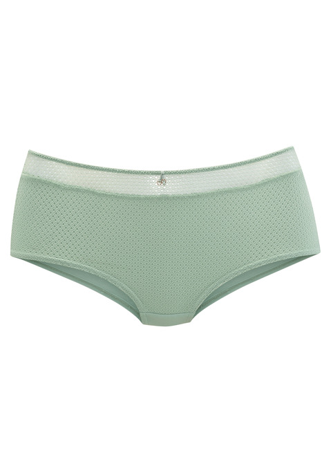 Bild: Panty von Nuance: Elegante Panty mit hohem Bund und abdeckender Schnittform. Feine Zierschleife mit Glitzeraccessoire in der vorderen Mitte. Breiter Bund aus dezent transparentem Soft-Mesh. Mit eingearbeitetem Baumwollzwickel. Mit passendem BH aus der gleichen Serie erhältlich. Obermaterial: 85% Polyamid, 15% Elasthan.