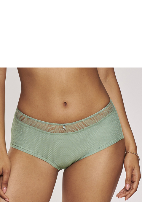 Bild: Panty von Nuance: Elegante Panty mit hohem Bund und abdeckender Schnittform. Feine Zierschleife mit Glitzeraccessoire in der vorderen Mitte. Breiter Bund aus dezent transparentem Soft-Mesh. Mit eingearbeitetem Baumwollzwickel. Mit passendem BH aus der gleichen Serie erhältlich. Obermaterial: 85% Polyamid, 15% Elasthan.