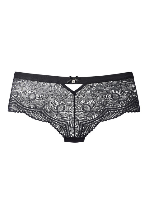 Bild: Panty von Nuance: Feminine Panty mit elastischem Bund. Mit feinem Cut-Out und Glitzeraccessoire. Rundherum aus feiner, floraler Spitze. Mit eingearbeitetem Baumwollzwickel. Mit passenden BH's aus der gleichen Serie erhältlich. Obermaterial: 85% Polyamid, 15% Elasthan.