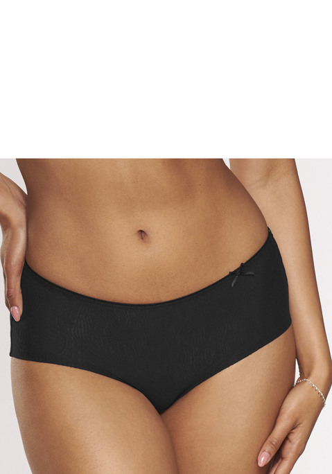 Bild: Panty von Nuance: Modische Panty in abdeckender Schnittform. Aus gemustertem Jacquard-Material und weichem Trikot. Mit feiner Zierschleife vorne seitlich. Mit eingearbeitetem Baumwollzwickel. Passender BH aus der gleichen Serie erhältlich. Aus 50% Polyamid, 40% Baumwolle, 10% Elasthan.