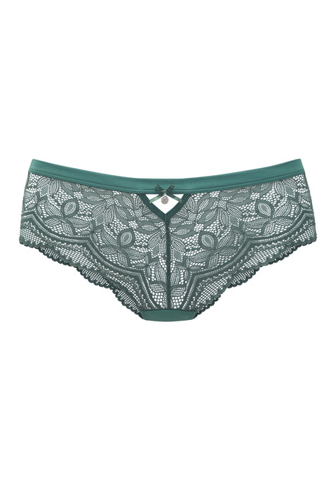 Bild: Panty von Nuance: Feminine Panty mit elastischem Bund. Mit feinem Cut-Out und Glitzeraccessoire. Rundherum aus feiner, floraler Spitze. Mit eingearbeitetem Baumwollzwickel. Mit passenden BH's aus der gleichen Serie erhältlich. Obermaterial: 85% Polyamid, 15% Elasthan.