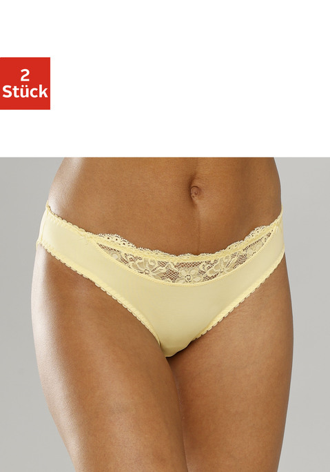 Bild: Slip von Nuance: Nuance: Slip im 2er-Pack. Vorn mit kleinem Spitzeneinsatz, hinten aus blickdichtem Microtouch-Material. Mit Baumwollzwickel. Aus 85% Polyamid, 15% Elasthan.