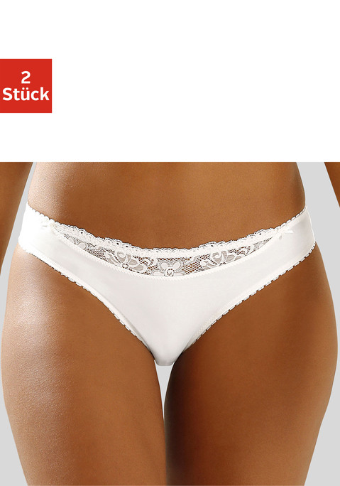 Bild: Slip von Nuance: Nuance: Slip im 2er-Pack. Vorn mit kleinem Spitzeneinsatz, hinten aus blickdichtem Microtouch-Material. Mit Baumwollzwickel. Aus 85% Polyamid, 15% Elasthan.