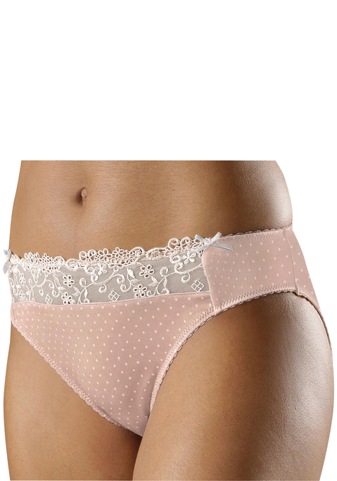 Bild: Slip von Nuance: NUANCE: Slip. Schöner Stickereispitzeneinsatz vorne. Mit Baumwollzwickel. Aus 80% Polyamid, 10% Viskose, 10% Elasthan.