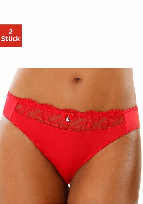 Bild: Slip von Nuance: NUANCE: Slip im 2er-Pack mit Stickereispitzeneinsatz. Mit Baumwollzwickel. Aus 92% Polyester, 8% Elasthan.