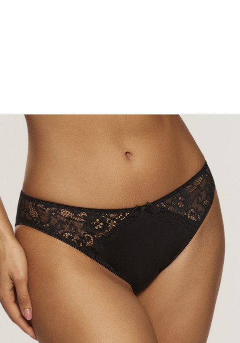 Bild: Slip von Nuance: Femininer Slip in klassischer Schnittform. Aus weichem Microtouch-Material und Einsätzen aus feiner Jacquardspitze. Mit feiner Zierschleife in der vorderen Mitte. Mit eingearbeitetem Baumwollzwickel. Passender Minimizer-BH aus der gleichen Serie erhältlich. Obermaterial: 85% Polyamid, 15% Elasthan.
