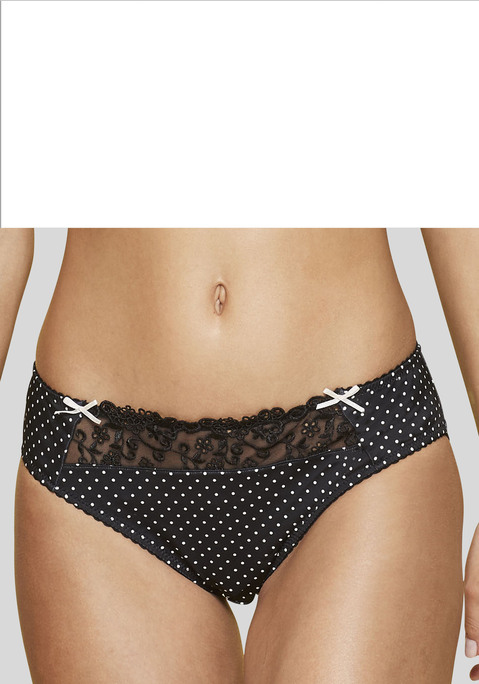 Bild: Slip von Nuance: NUANCE: Slip. Schöner Stickereispitzeneinsatz vorne. Mit Baumwollzwickel. Aus 80% Polyamid, 10% Viskose, 10% Elasthan.