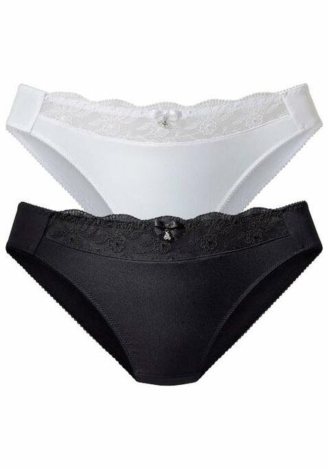 Bild: Slip von Nuance: NUANCE: Slip im 2er-Pack mit Stickereispitzeneinsatz. Mit Baumwollzwickel. Aus 92% Polyester, 8% Elasthan.