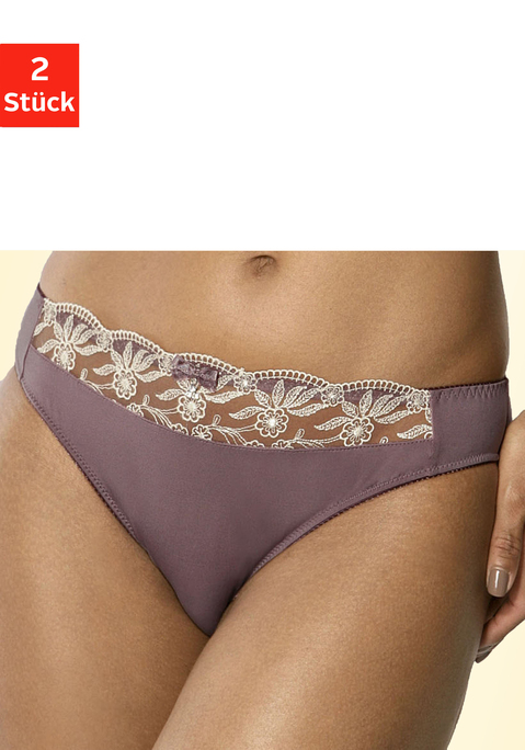 Bild: Slip von Nuance: NUANCE: Slip im 2er-Pack mit Stickereispitzeneinsatz. Mit Baumwollzwickel. Aus 92% Polyester, 8% Elasthan.