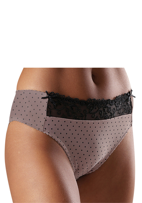 Bild: Slip von Nuance: NUANCE: Slip. Schöner Stickereispitzeneinsatz vorne. Mit Baumwollzwickel. Aus 80% Polyamid, 10% Viskose, 10% Elasthan.