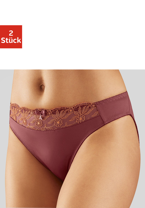 Bild: Slip von Nuance: NUANCE: Slip im 2er-Pack mit Stickereispitzeneinsatz. Mit Baumwollzwickel. Aus 92% Polyester, 8% Elasthan.