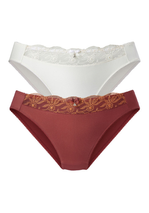 Bild: Slip von Nuance: NUANCE: Slip im 2er-Pack mit Stickereispitzeneinsatz. Mit Baumwollzwickel. Aus 92% Polyester, 8% Elasthan.