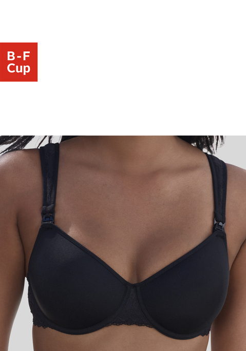 Bild: Still-BH von Nuance: Femininer Still-BH mit Bügel. Hoher Tragekomfort dank atmungsaktiven, extra leichten Spacer-Schalen. Cups einzeln aufhakbar dank praktischer Still Clips an den Trägern. Rücken aus zarter Spitze. Individuell verstellbare Träger sowie Rückenverschluss. Aus 55% Baumwolle, 39% Polyamid, 6% Elasthan.