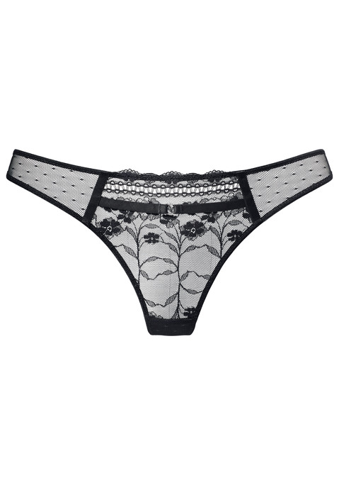 Bild: String von Nuance: Verführerischer String mit dekorativem Bändchen und Ringaccessoire vorne mittig. Aus zarter, elastischer Spitze und feinem Mesh. Mit sexy Cut-Out in der hinteren Mitte. Mit eingearbeitetem Baumwollzwickel. Passende BHs aus der gleichen Serie erhältlich. Aus 82% Polyamid, 18% Elasthan.