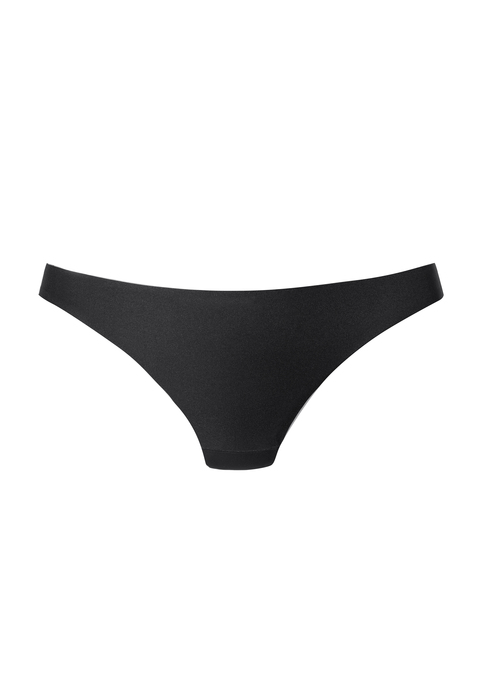 Bild: String von Nuance: Basic String mit extraflachen, geklebten Kanten. Mit hohen Beinausschnitten. Nahezu unsichtbar unter eng anliegender Kleidung. Mit eingearbeitetem Baumwollzwickel. Passende BHs aus der gleichen Serie erhältlich. Aus 67% Polyamid, 33% Elasthan.