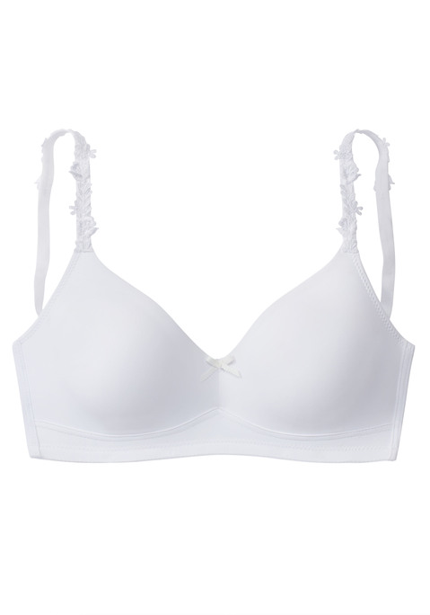 Bild: T-Shirt-BH von Nuance: Femininer Bralette-BH ohne Bügel. Rundherum aus weichem Microtouch-Material. Mit hübschen Stickereiträgern. Mit feiner Zierschleife in der vorderen Mitte. Individuell verstellbare Träger sowie Rückenverschluss. Obermaterial: 88% Polyamid, 12% Elasthan.