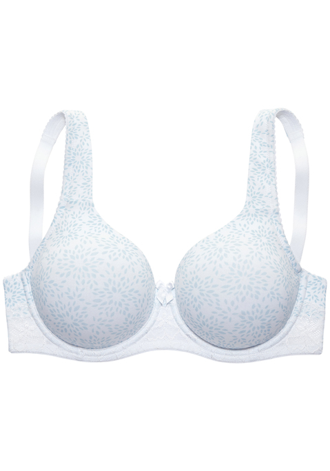 Bild: T-Shirt-BH von Nuance: Toller T-Shirt-BH aus einer Mix & Match-Serie von NUANCE aus softer Baumwolle mit hübscher Jacquardspitze. Alles miteinander kombinierbar. Träger und Rückenverschluss verstellbar. Mit nahtlos vorgeformten, ungefütterten Cups und flacher Jacquardspitze im Unterbrustband. Breitere, leicht gefütterte Träger für einen komfortablen Halt. Eingearbeitete Bügel geben zuverlässigen Halt. Träger und Rückenverschluss hinten verstellbar.  Aus 85% Baumwolle, 10% Polyamid, 5% Elasthan. BHs sind nicht trocknergeeignet, da die Versteller und Ringe durch die Hitze beschädigt werden und brechen.