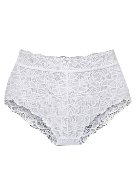 Bild: Taillenslip von Nuance: Femininer High-Waist Slip mit feinem Bund und Zierschleife. Rundherum aus feiner Spitze in blumiger Optik. Mit eingearbeitetem Baumwollzwickel. Passende BH's aus der gleichen Serie erhältlich. Mit Liebe & Leidenschaft in Hamburg kreiert. Obermaterial: 85% Polyamid, 15% Elasthan.