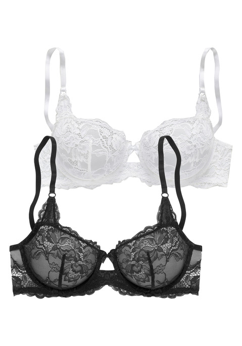 PETITE FLEUR Balconnet-BH Damen schwarz + weiß Gr.85D