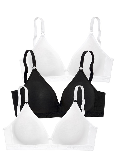 PETITE FLEUR Bralette-BH Damen 2xweiß+1xschwarz Gr.70C