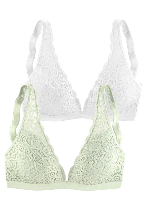 PETITE FLEUR Bralette-BH Damen hellgrün+weiß Gr.70B