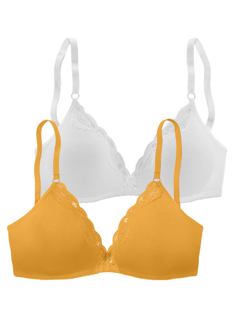 PETITE FLEUR Bralette-BH Damen mango+weiß Gr.70C